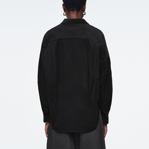 COS Loose-Fit Corduroy 100% Cotton Shirt Jacket Sz 2 Black Oversized Fall Staple - Picture 9 of 11